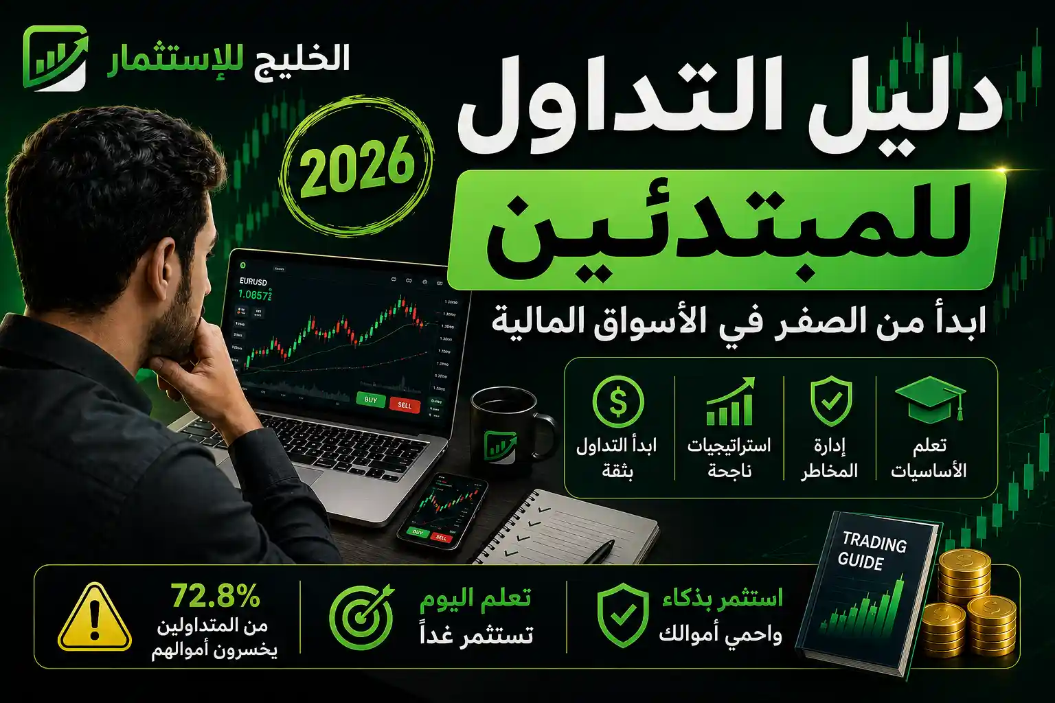 دليل التداول للمبتدئين: ابدأ من الصفر في الأسواق المالية 2026