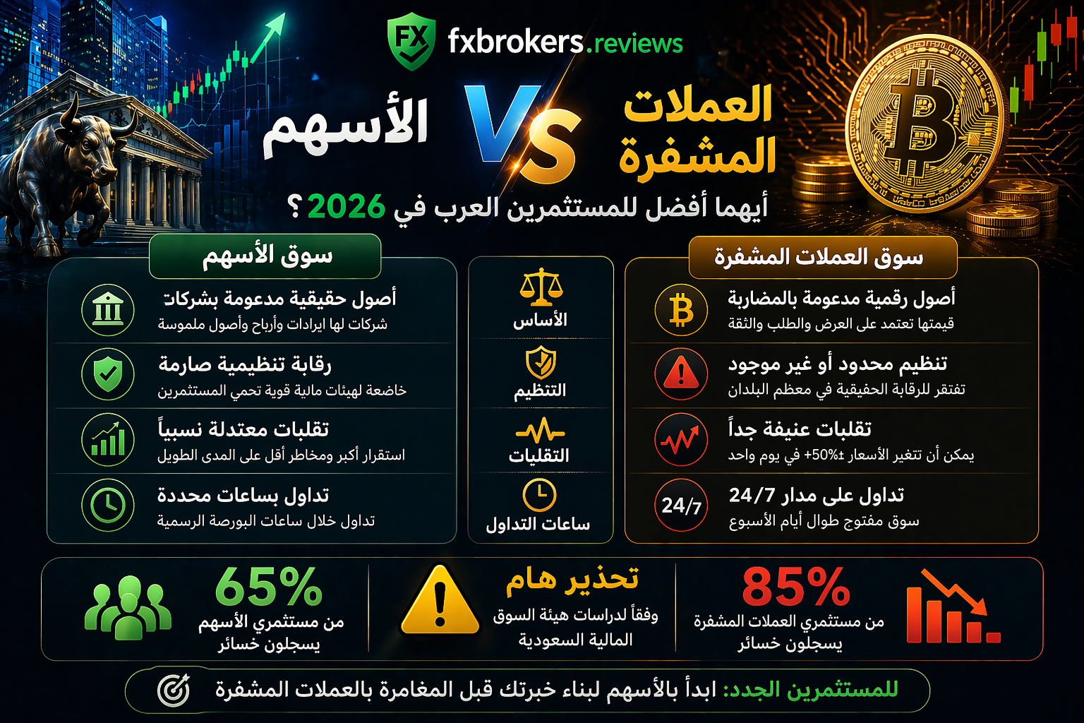 مقارنة بين العملات المشفرة والأسهم