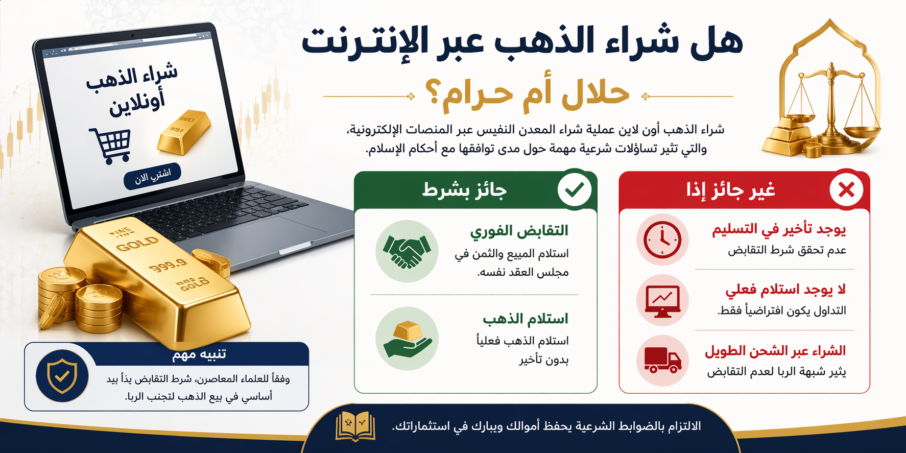 الشروط الشرعية الواجب توافرها لشراء الذهب اون لاين